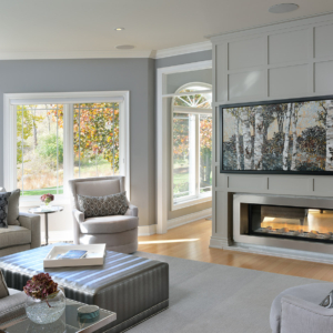 elegant, dark cabinets, kitchen, quartzite, fireplace, ensuite, floating vanity, office, curbless shower