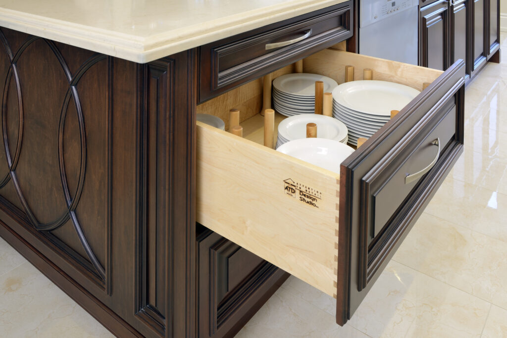 traditional kitchen, fireplace, spice rack, drawer pegs, leaded glass